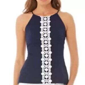 Lilly Pulitzer Navy White Annabelle Halter Top